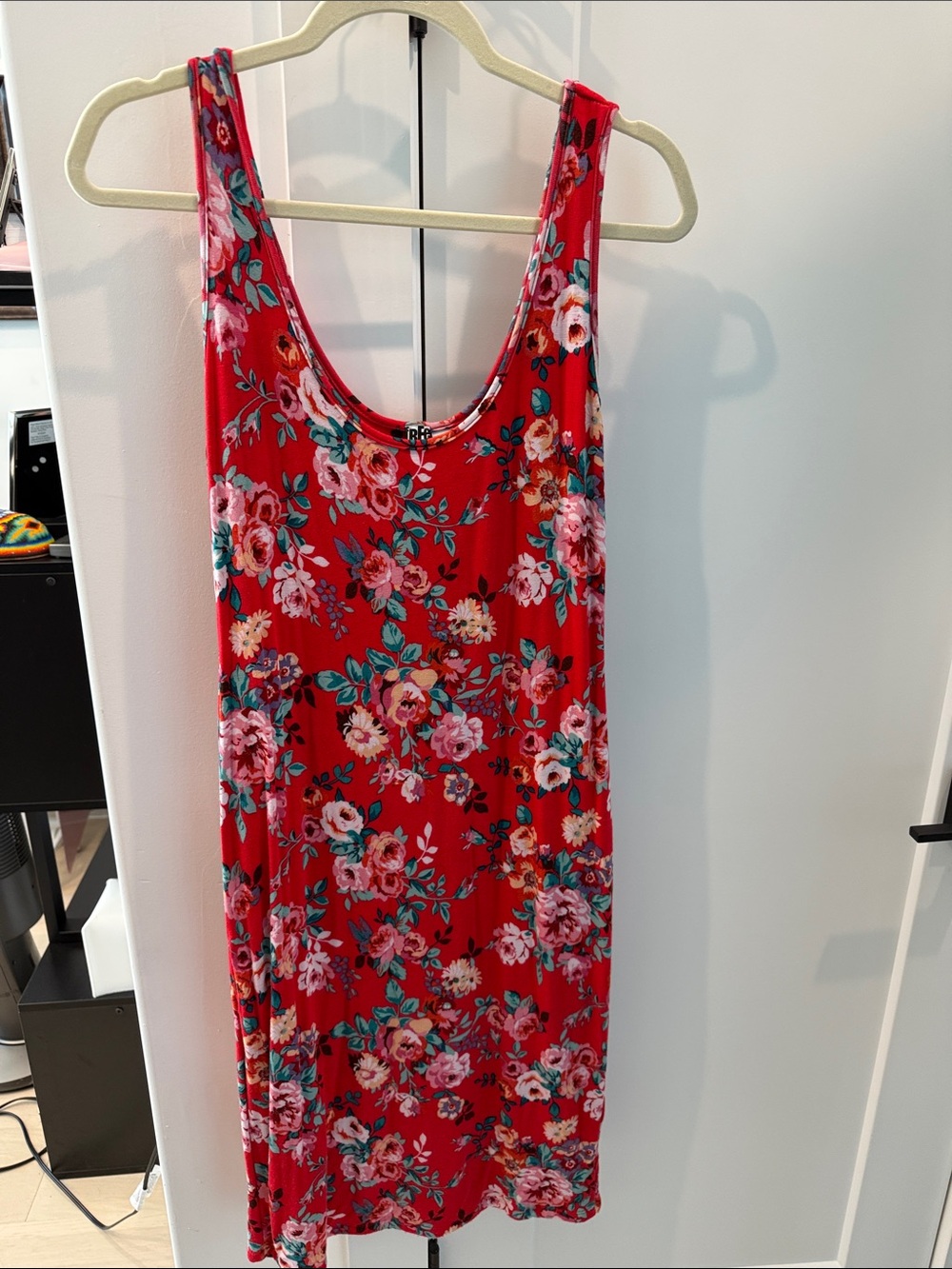 free press Red Floral Scoop Neck Tank Top